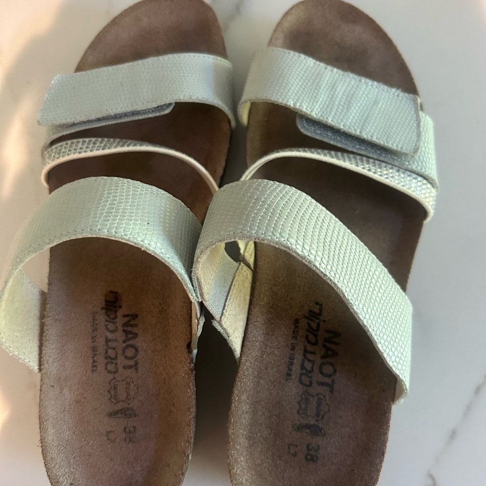 Naot Cream and Brown Sandals